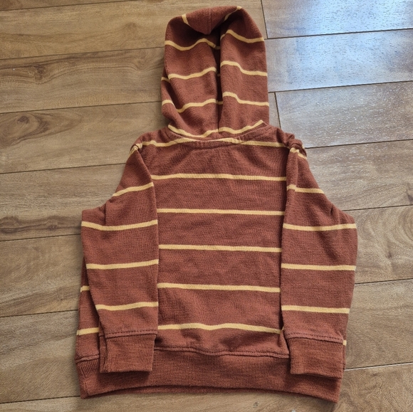 Old Navy Boy’s Brown & Tan Striped Knit Hoodie – Size 18–24 Months - Picture 2 of 3